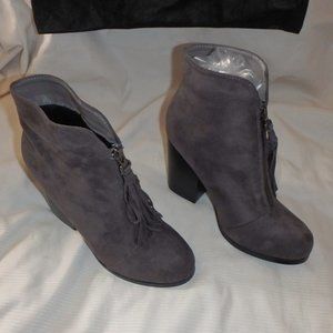 Catherine Malandrino Grey Suede Tassel Zip Boots